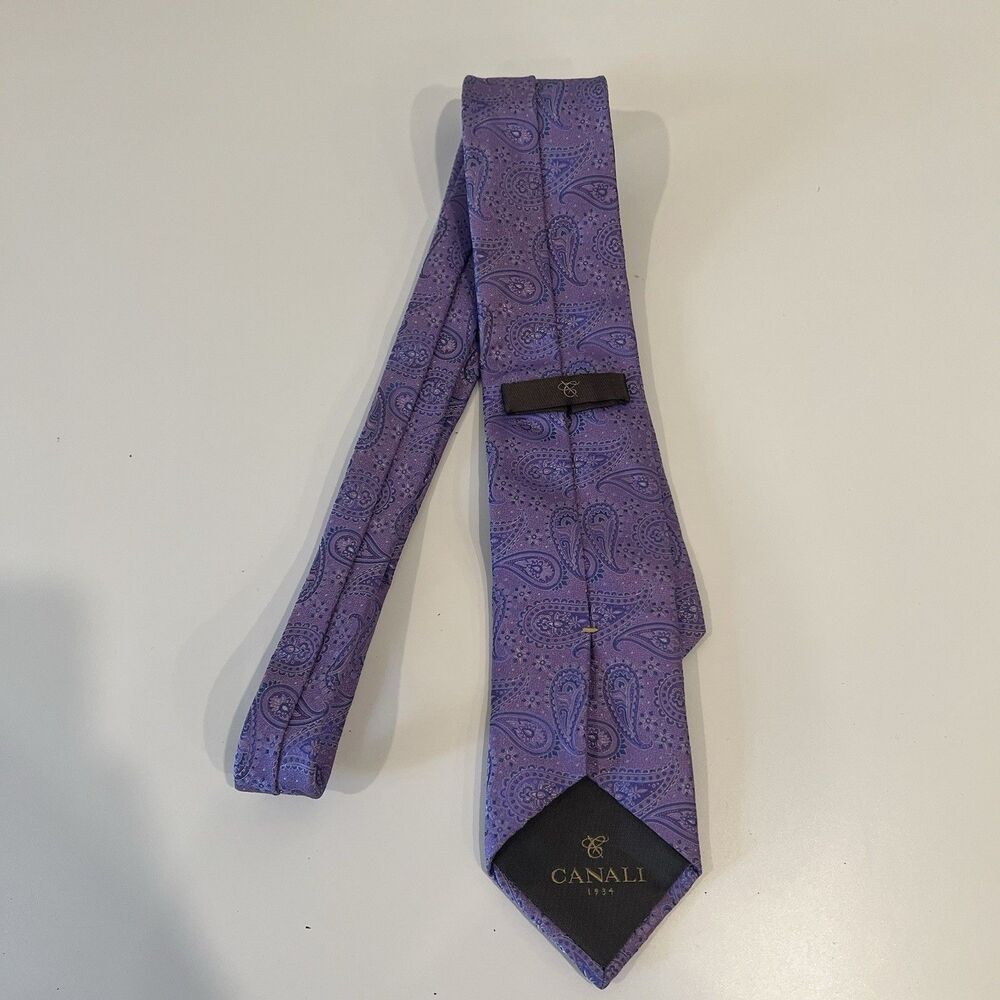 CANALI Purple Silk Paisley Men’s Tie. Made In Italy